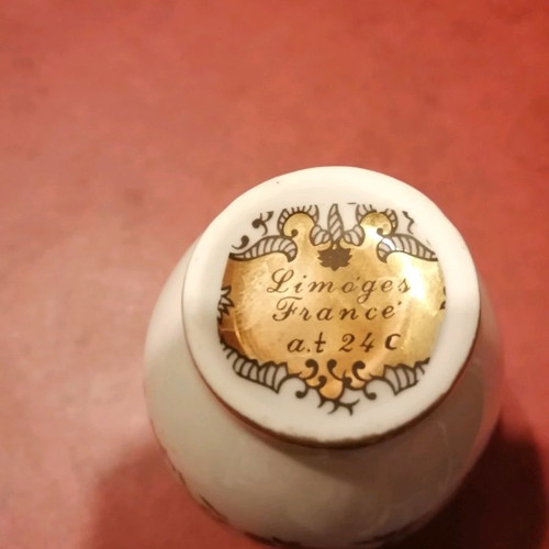 Limoges France miniature vase with 24 karat gold