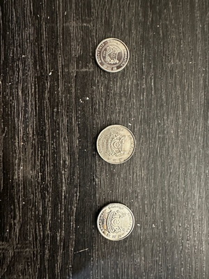 Authentic Singapore coins used, set of 3 pieces