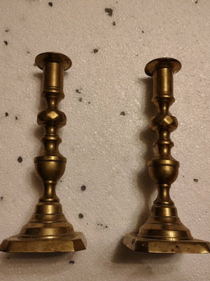 Set of two restored vintage brass candlesticks