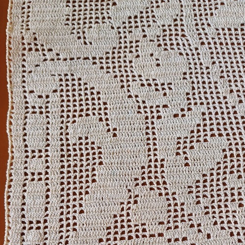 Handmade knitted beige motif new, 54×72.5 cm