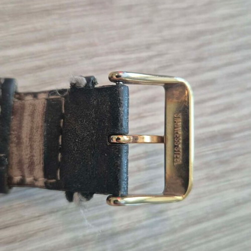 CAT men's watch used with leather strap, black and gold tone