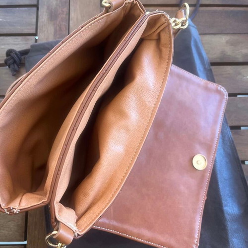 Dolce women's crossbody bag like new, tan synthetic leather with chain