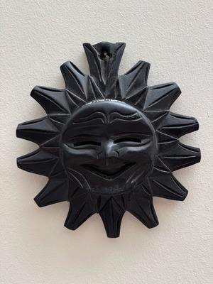 Handmade wooden wall decoration black sun from the Philippines