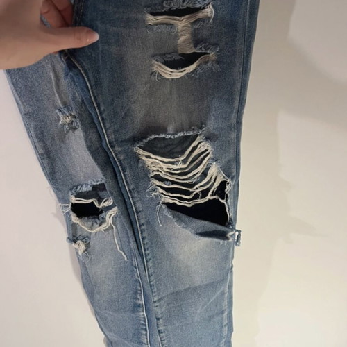 Denim salopette like new with knee rips, size L