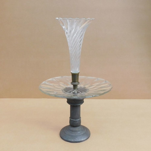 Crystal fruit bowl with metal base German, about 70 years old