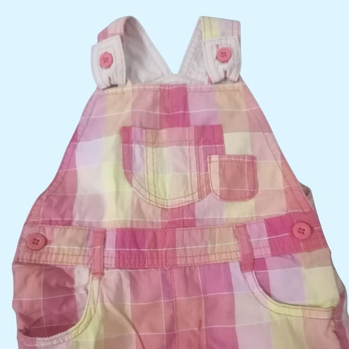 Baby summer romper pink and yellow plaid, like new
