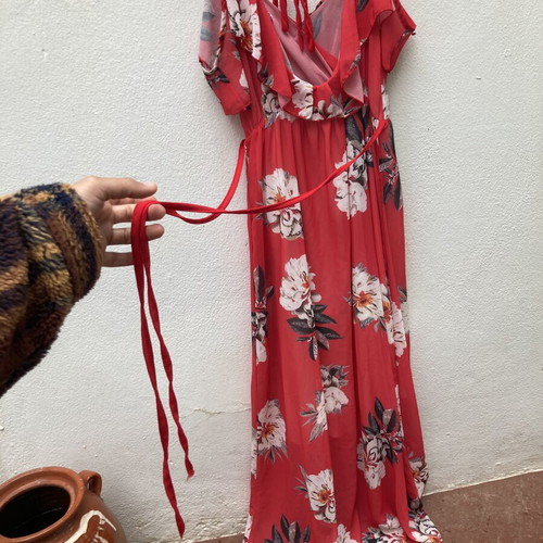 Pin Up Long Dress Medium like new, red multicolor