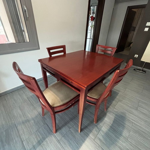 Extendable Dining Set solid cherry wood with 4 chairs used