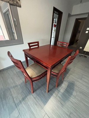 Extendable Dining Set solid cherry wood with 4 chairs used