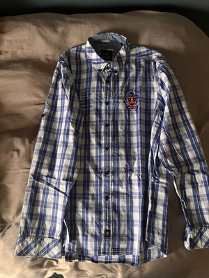 Ralph Lauren checked shirt like new, white and blue, XXL
