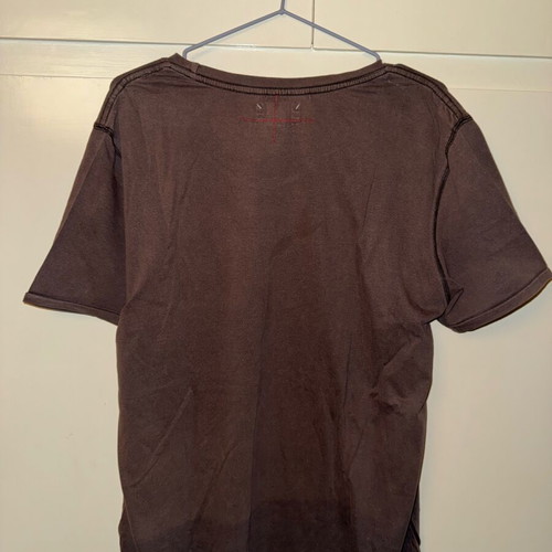 Staff t-shirt used, brown, size XL with print