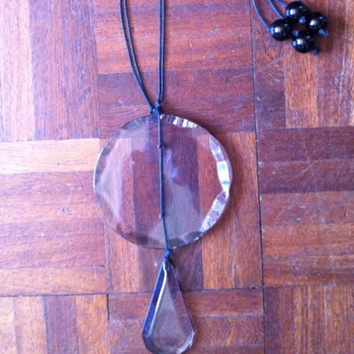 Authentic EMPORIO ARMANI κολιέ necklace with huge clear crystal pendant