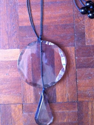 Authentic EMPORIO ARMANI κολιέ necklace with huge clear crystal pendant