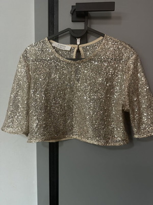 Arpyes gold sequin crop top, size M