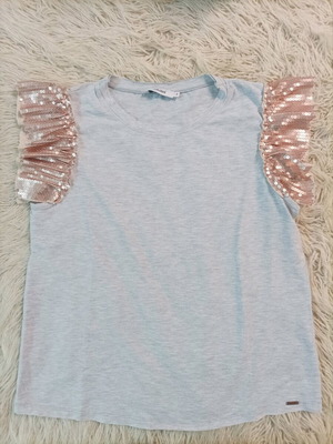 Toi&Moi blouse with sequined sleeves like new, gray