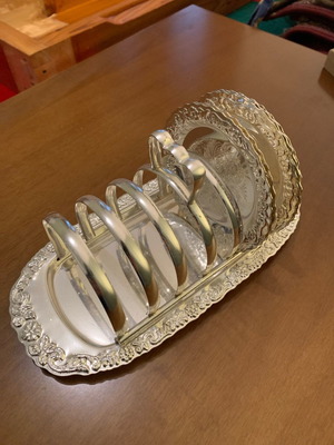 Decorative tray with plates used, silver-plated
