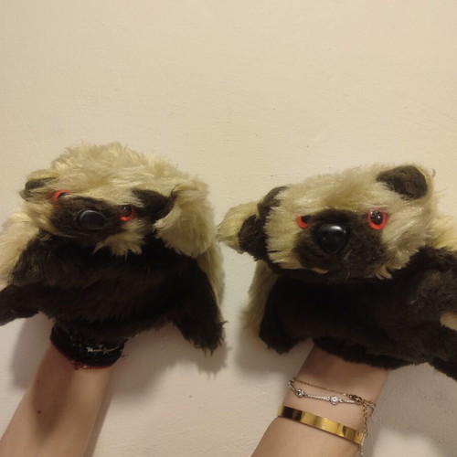 Vintage fur gloves set of 2, retro and collectible