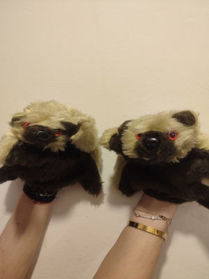 Vintage fur gloves set of 2, retro and collectible