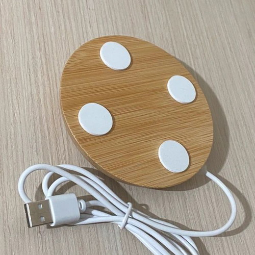 Heated Drink Warmer with USB Cable like new, silver-beige wood effect