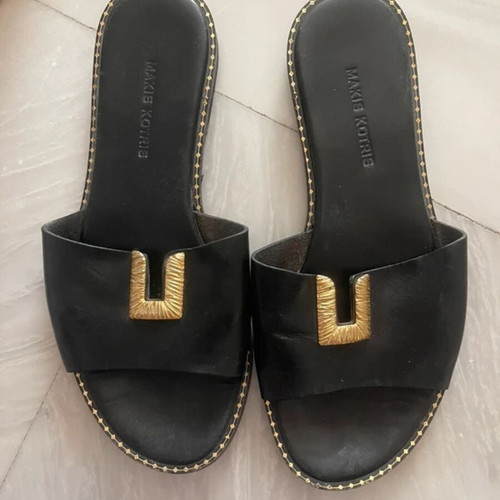 Makis Kotris leather sandals like new, size 38, black and gold