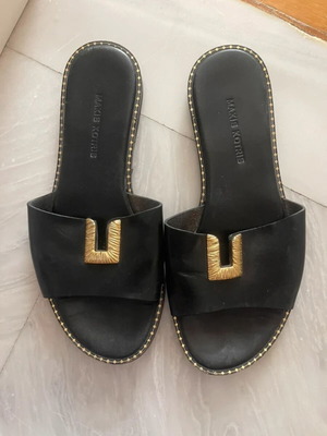 Makis Kotris leather sandals like new, size 38, black and gold