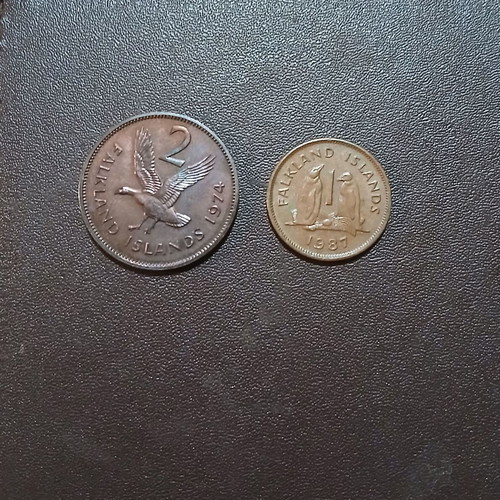 Set of two Falkland Islands coins 1974/1987
