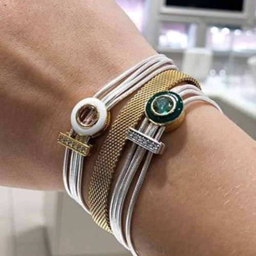 Pandora s925Ale Reflexions bracelet with four strands.