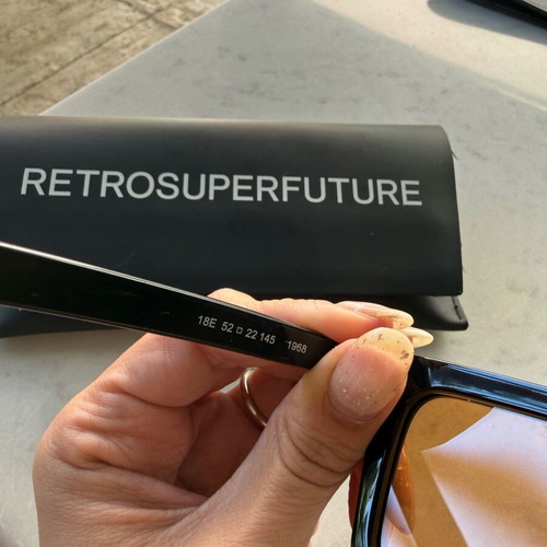 Retrosuperfuture Unisex Sunglasses with Black Acetate Frame and Brown Lens new