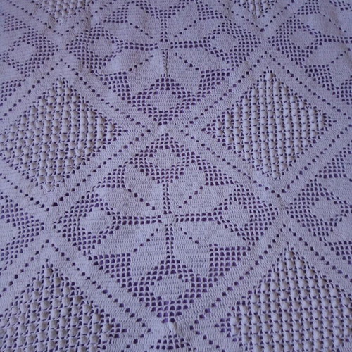 Handmade knitted cotton tablecloth set 145x150 and runner 36x150 cm like new