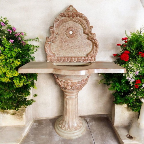 Astrea garden wall fountain beige and brown, new, concrete
