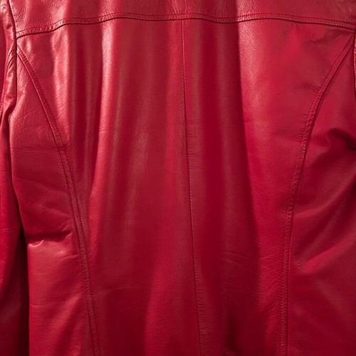 Leather jacket with Mao collar TZIVELIS red like new, size M