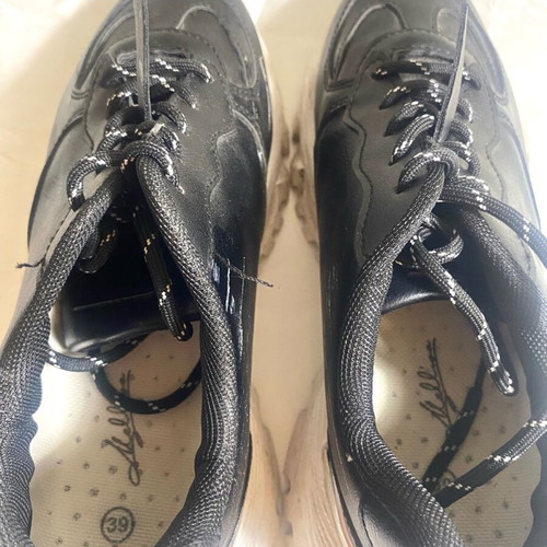 Black shoes with silver detail used, size 39
