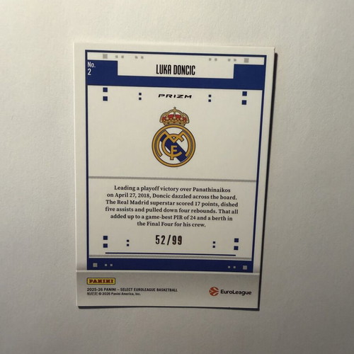 Luka Doncic 2025-26 Panini Select EuroLeague Basketball Card new
