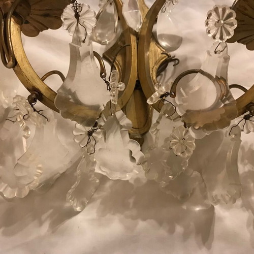 Antique wall lights used, set of 2 with crystals
