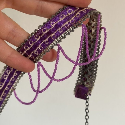 Handmade purple choker necklace vintage over 40 years