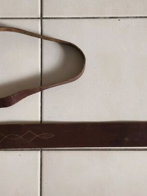 Greek leather officer belt Sam Brown 1950-60 like new
