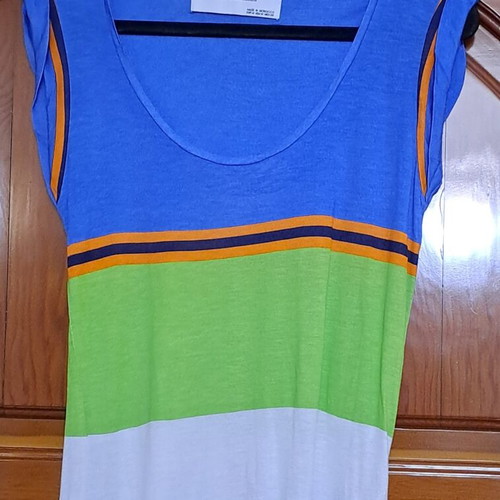 ZARA Collection Colorblock Cap Sleeve Scoop Neck Top, Medium