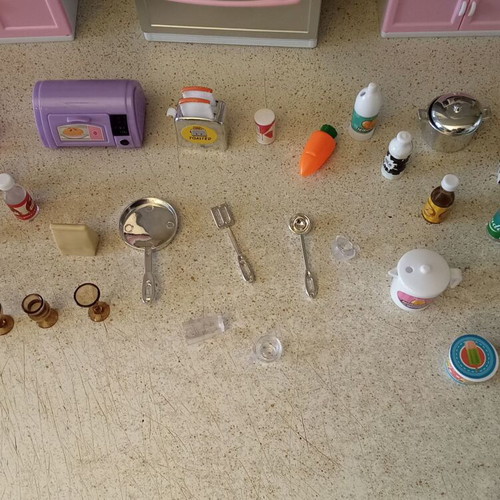 Barbie kitchen set used with lights, sounds, chef doll and accessories