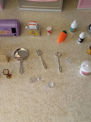 Barbie kitchen set used with lights, sounds, chef doll and accessories