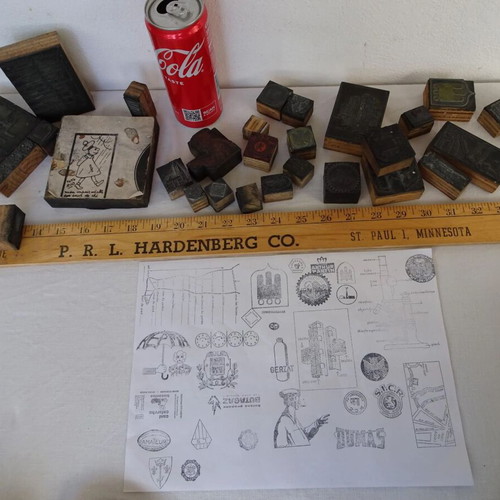 Printing plates used, set of 27, old French typography