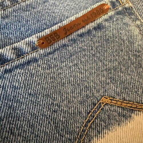BSB denim shorts size 28 with studs, like new, dip-dye blue and beige