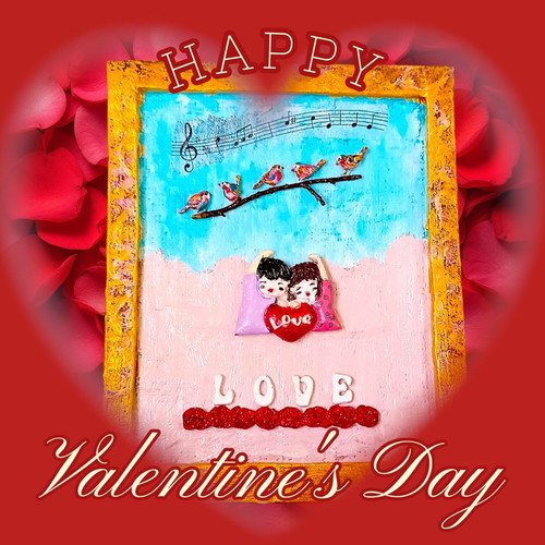 Handmade Saint Valentine frame "The Melody of Love" new