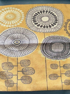 Cushion cover for sofa 45x45 used, mustard with floral pattern