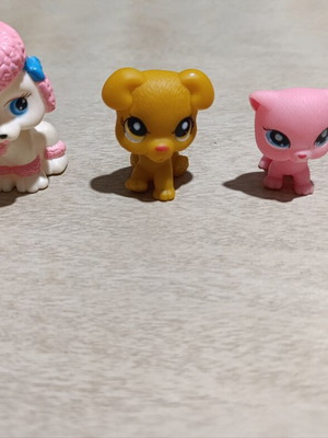 Set of 3 animal figures used, including squishy heads, Barbie collection