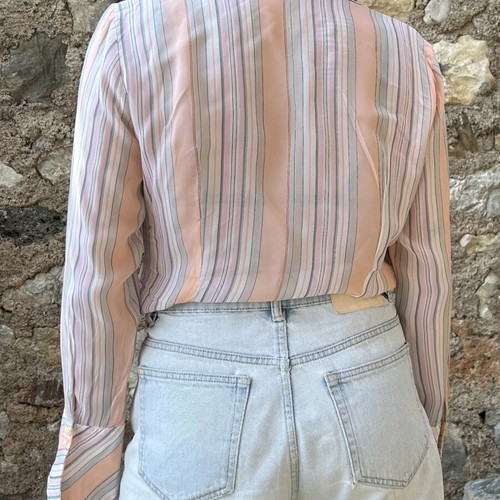 Promod striped blouse with flared sleeves, 100% viscose, size L