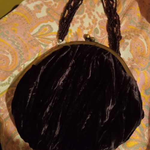 Marks & Spencer velvet evening bag new, brown and purple