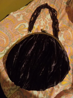 Marks & Spencer velvet evening bag new, brown and purple