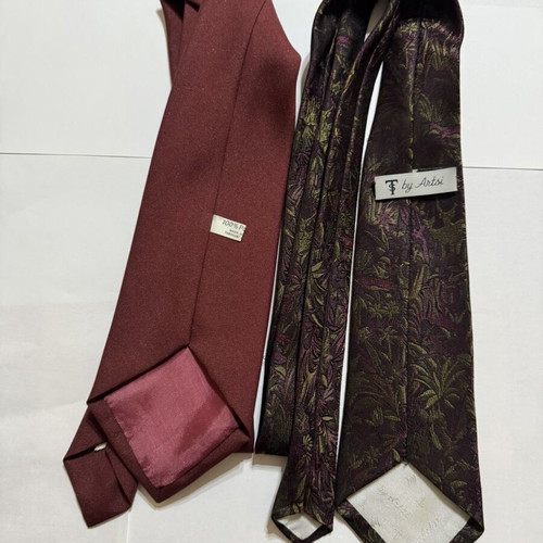Vintage polyester ties set of 2 by Artsi and Classic Burgundy, used