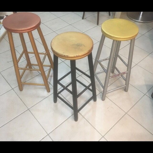 Wooden stools used, handmade painted