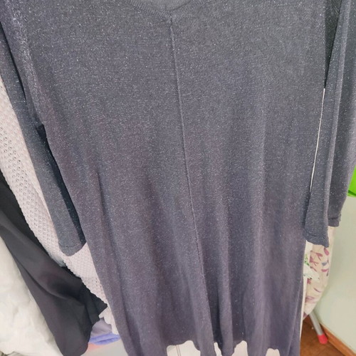 Viscose dress used, gray, loose fit with 3/4 sleeve